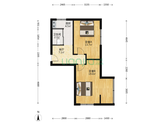 和龙小区 2室1厅1卫 58平方