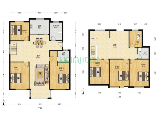 锦绣花苑西区 7室1厅3卫 246平方