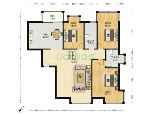 碧水嘉园小区 3室1厅2卫 141平方