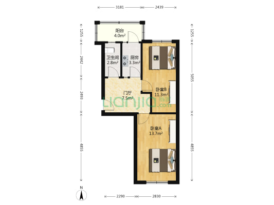 松林街 2室0厅1卫 55平方