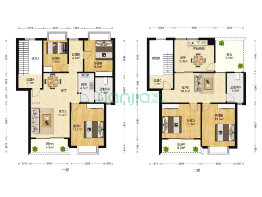 都市江南 5室3厅2卫 148平方