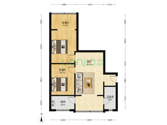 新中路64号 2室1厅1卫 74平方