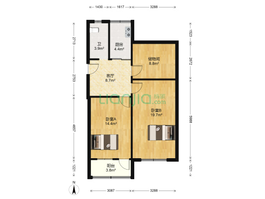 明光路327号 2室1厅1卫 89平方