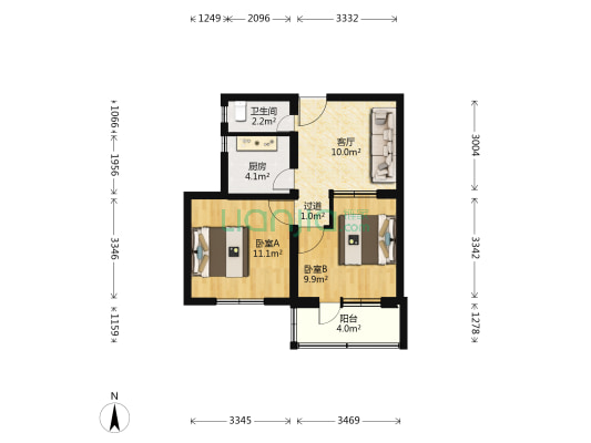 城关西大街 2室1厅1卫 55平方