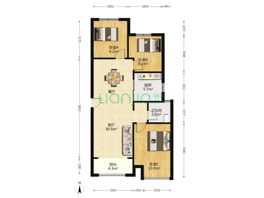 祝福红城五期 3室1厅1卫 111平方