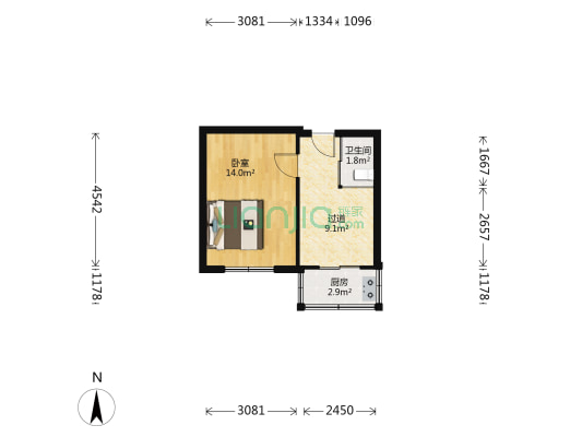 国工一街 1室0厅1卫 36平方
