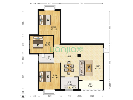 鑫源伟业 3室1厅1卫 116平方
