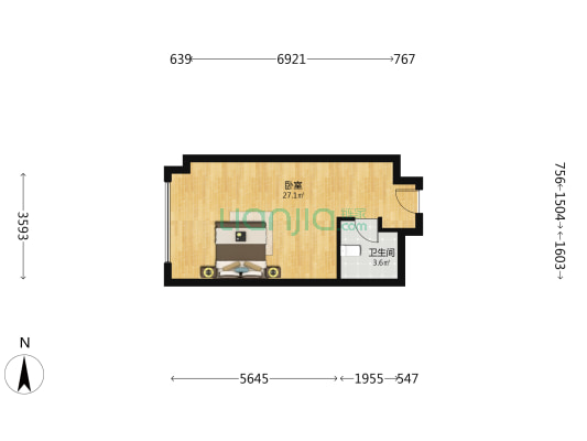 万达新天地 1室0厅1卫 50平方