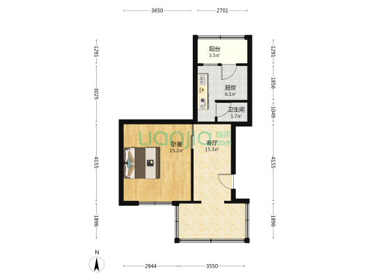 惠民路北胡同 1室1厅1卫 43平方