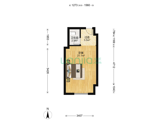 港汇广场 1室0厅1卫 47平方