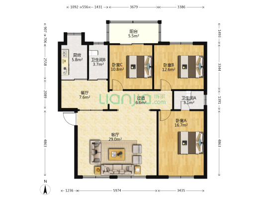胜利路94号 3室2厅2卫 114平方