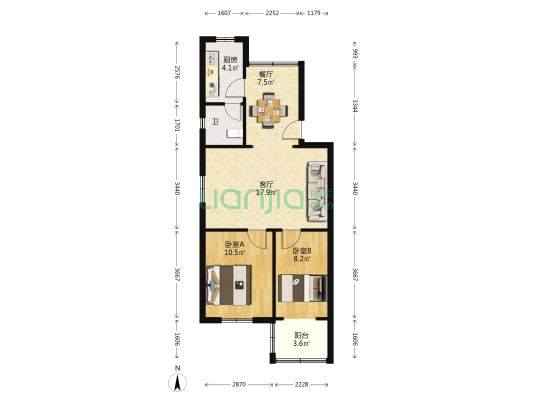 建新一村 2室2厅1卫 67平方
