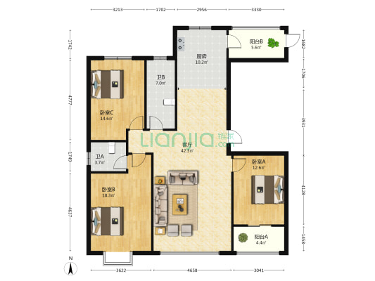 森源安澜公馆 3室1厅2卫 143平方