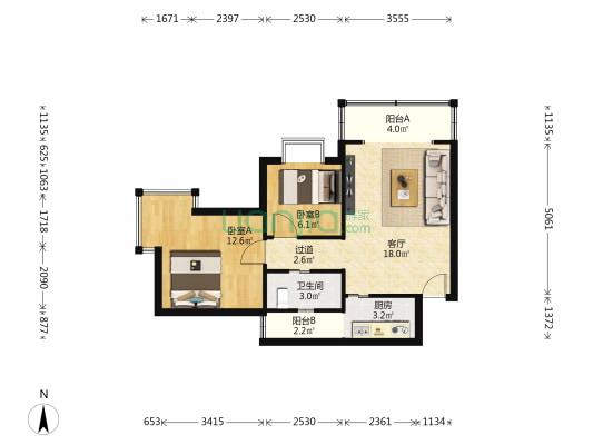 逸心苑 2室1厅1卫 67平方