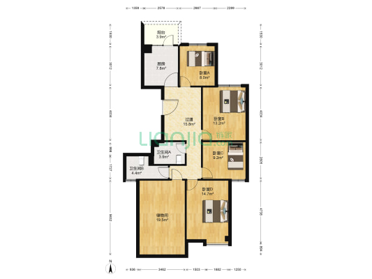 万安家园 4室0厅2卫 132平方