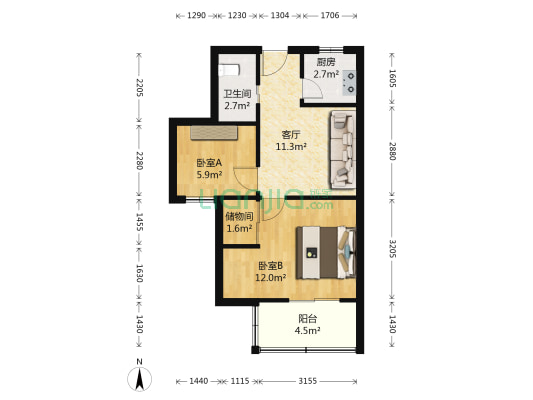 王家弄 2室1厅1卫 50平方