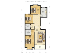 精装南北通透三室双卫，视野宽阔，中间层全天采光-涿州翡翠城户型图