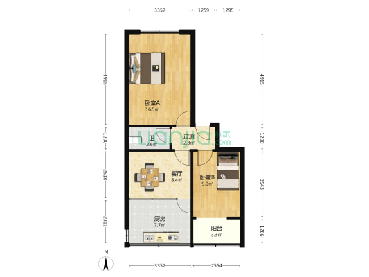 北火巷43号搪瓷厂家属院 2室1厅1卫 61平方