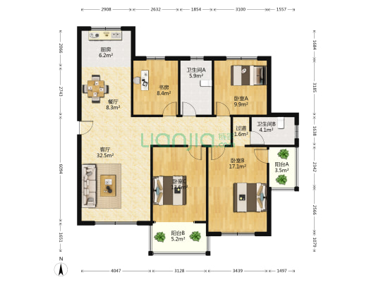 凤凰华庭(海安县) 4室2厅2卫 153平方
