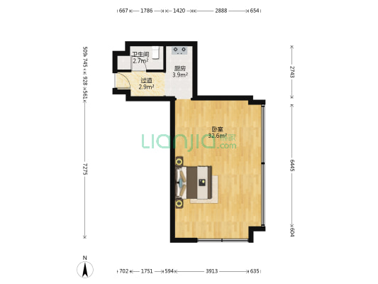 1世界公寓 1室0厅1卫 70平方