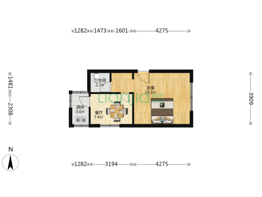 桐花巷40号 1室1厅1卫 43平方