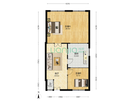 文清里 2室1厅1卫 84平方