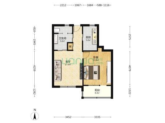 星风花苑 1室1厅1卫 59平方