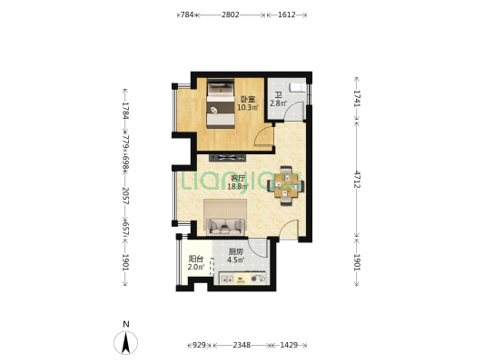 英国小镇知更园 1室1厅1卫 47平方