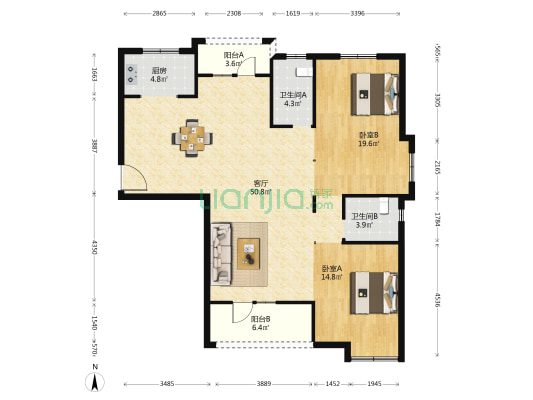 星悦湾 2室1厅2卫 132平方
