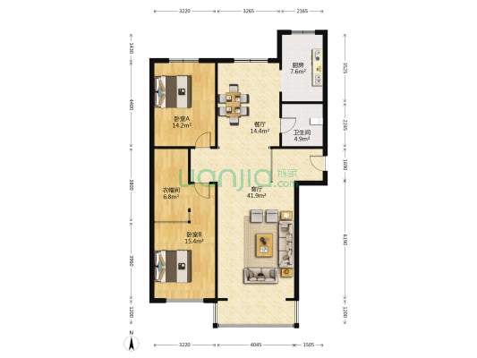 裕丰景苑 2室2厅1卫 147平方