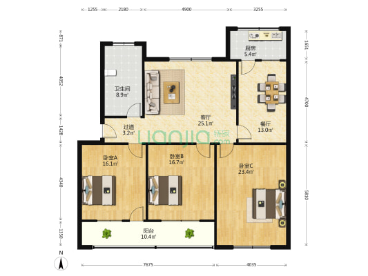望园巷84号 3室2厅1卫 133平方