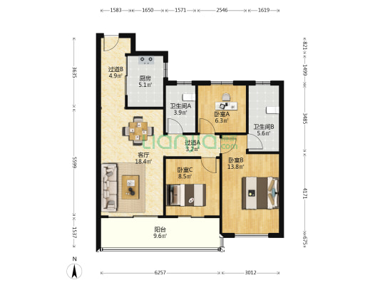 融信天澄 3室1厅2卫 103平方