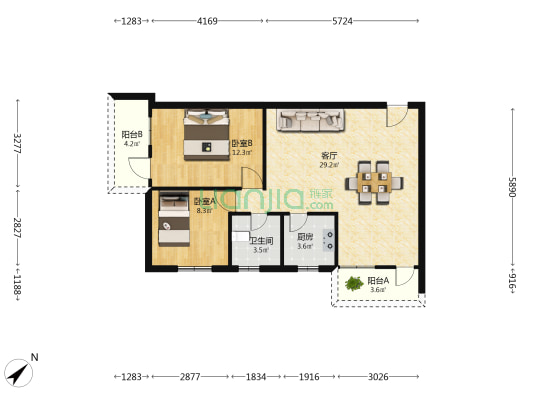 又一村花园十期 2室1厅1卫 72平方