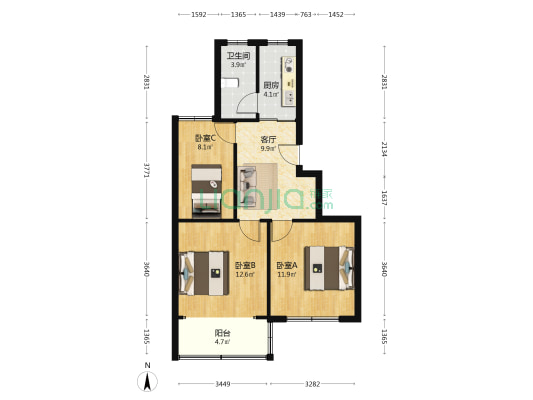 定威小区 3室1厅1卫 70平方