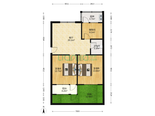 华丽小区北区 2室1厅1卫 76平方