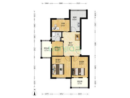 城下路72弄 3室1厅1卫 66平方