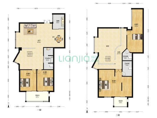 力恒大厦  4室1厅3卫 128平方