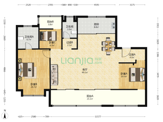 臻悦 3室1厅2卫 186平方