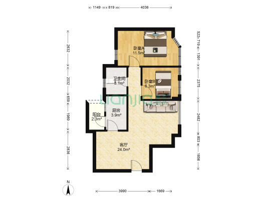 康乐花园 2室1厅1卫 62平方