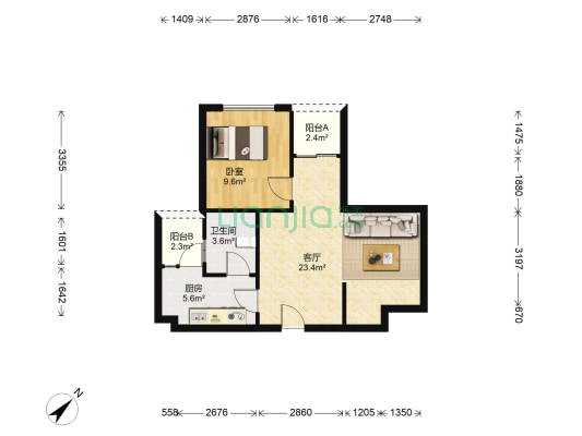 汇盛国际大厦 1室1厅1卫 55平方