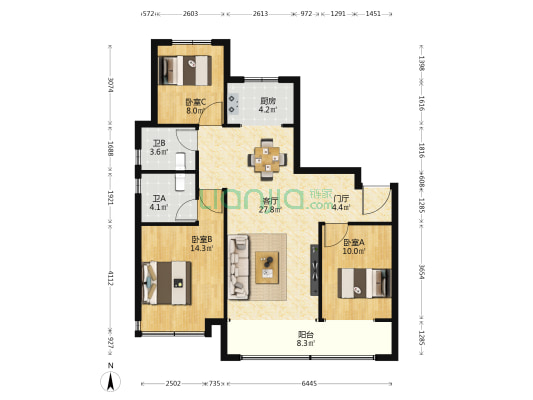 中国铁建西派江玥 3室1厅2卫 116平方