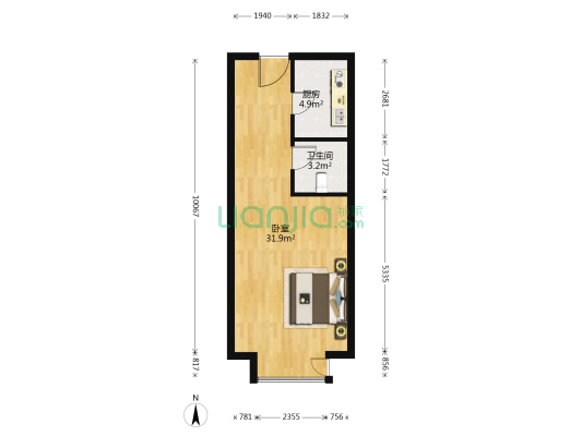 青朗园 1室0厅1卫 60平方