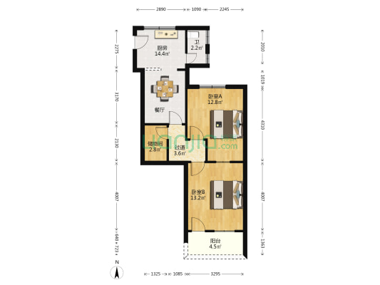闽运宿舍 2室0厅1卫 61平方