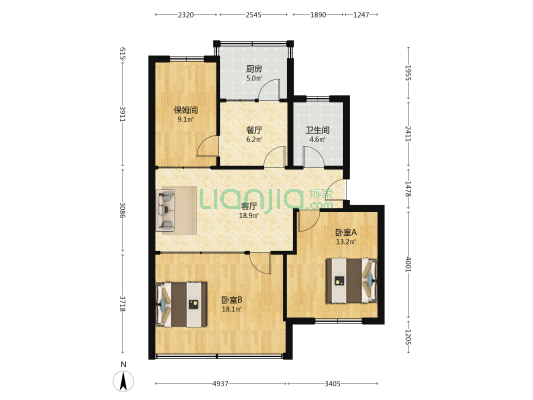 京蓬黄金小区 2室2厅1卫 78平方