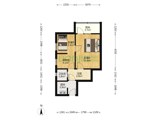 阳明路7号 2室0厅1卫 43平方