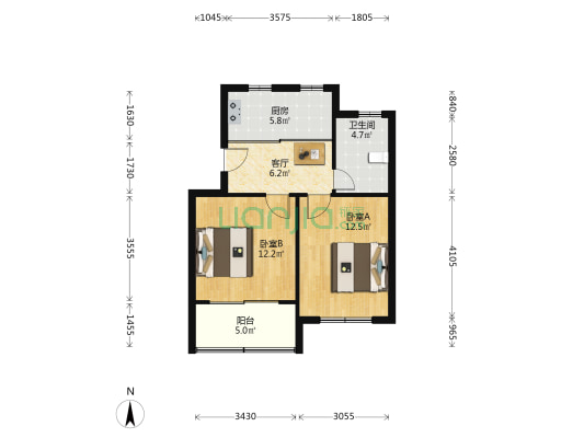 申和苑 2室1厅1卫 62平方