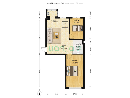 乐嘉茗园A区 2室1厅1卫 65平方
