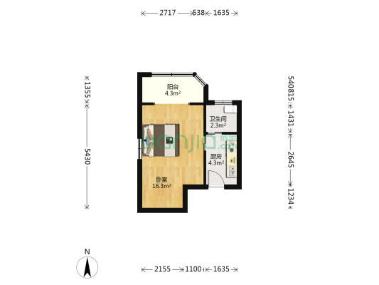 商洛小区 1室0厅1卫 34平方