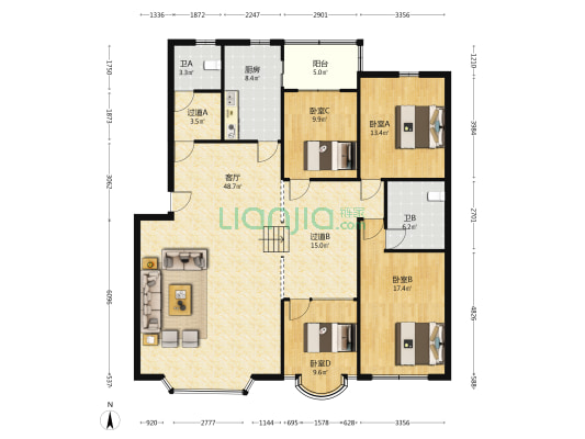 汇乐苑 4室1厅2卫 157平方