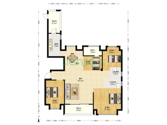 长乐阳光城翡丽湾 4室1厅2卫 152平方